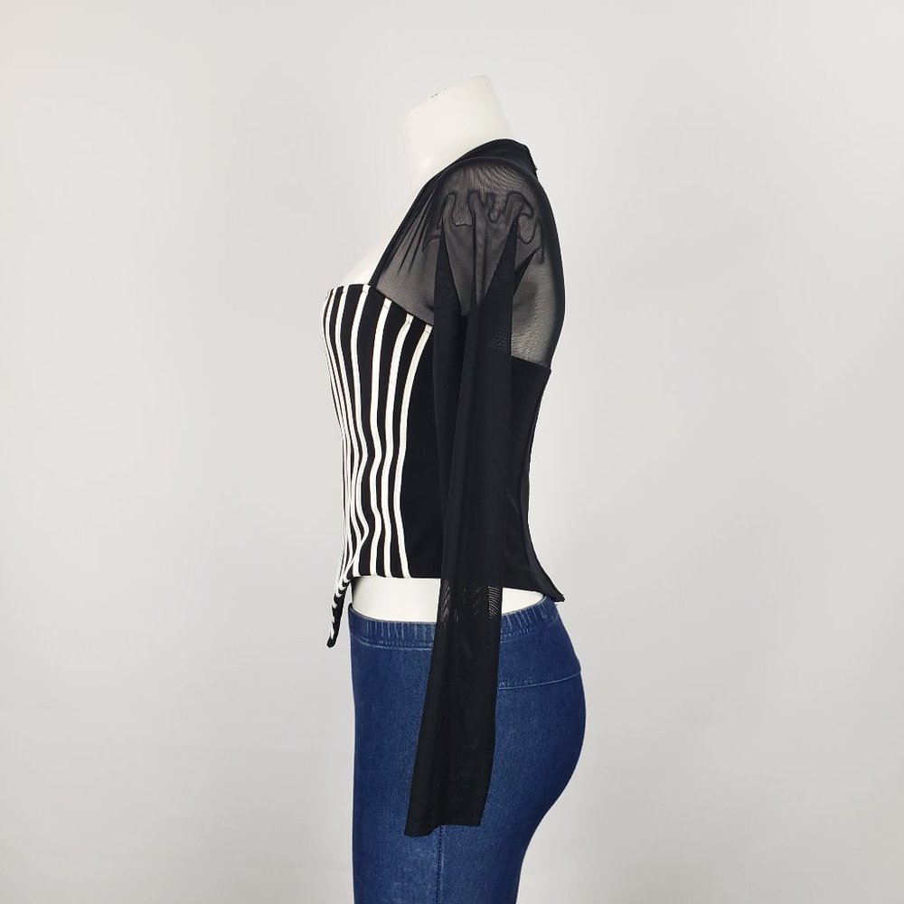 Ribkoff Trends Black Striped Top Size 8 - Picture 5 of 10